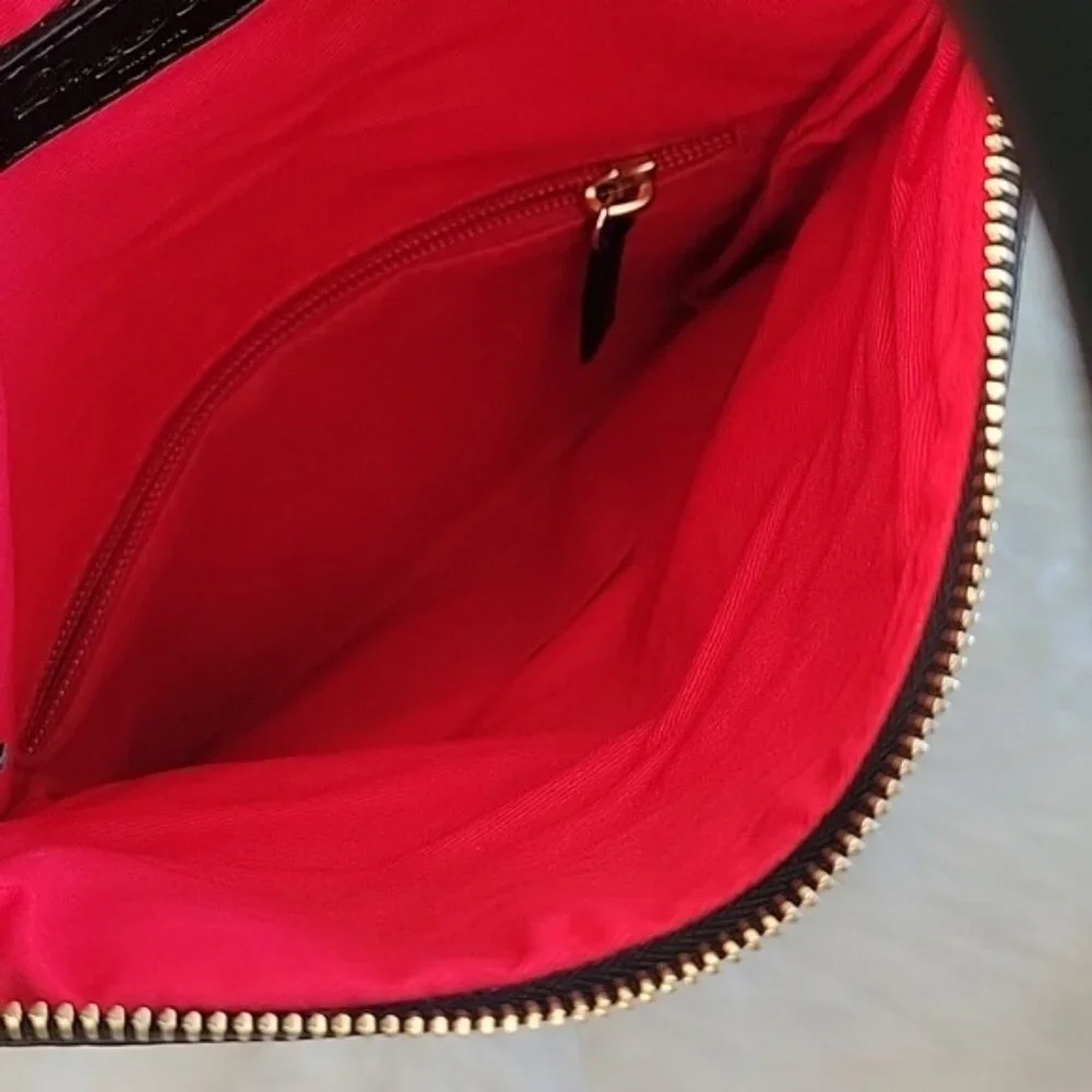 DOONEY & BOURKE NeW Black Pebbled Leather Fold Over Wristlet‎ Wallet Clutch Bag